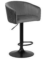 Стул барный  5025_BlackBase-LM DARCY BLACK, цвет сиденья серый (1922-19), цвет основания черное Dobrin, серый/велюр, ножки/металл/чёрный, размеры - 860*1070***510*460