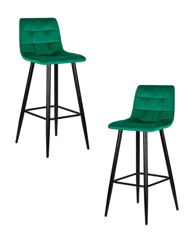 Набор 2 шт Стул барный DOBRIN NICOLE (черные матовые ножки, зелёный велюр (108-64)) цвет сиденья зелёный велюр (108-64), черные матовые ножки Dobrin, зелёный/велюр, ножки/металл/, размеры - *1050****