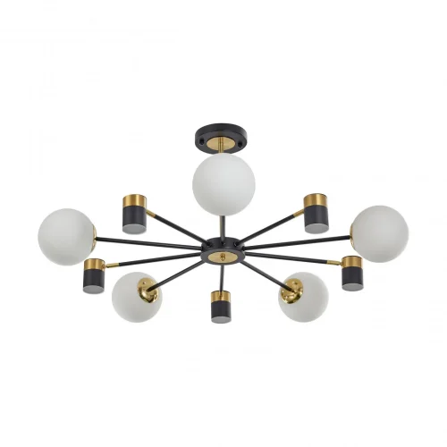 Люстра потолочная LED Ferrara-71040 274802/10 BK/GD Arte Milano белая на 10 ламп, основание чёрное в стиле современный фото 13