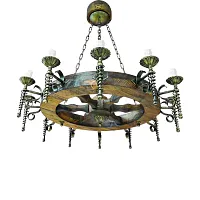 Люстра подвесная Фаэтон Тарсьма без плафона на 12 ламп, основание коричневое в стиле кантри 