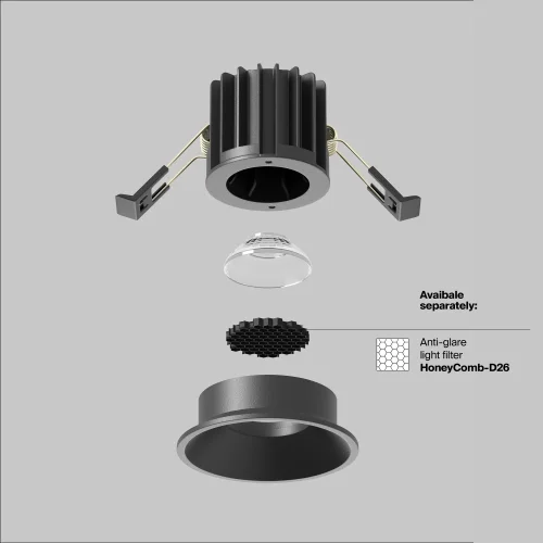Светильник точечный LED Round DL058-7W4K-B Maytoni чёрный на 1 лампу, основание в стиле современный фото 12