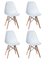 Стул обеденный набор 4 шт. SET-4 638PP-LMZL DSW, цвет сиденья белый (W-02), цвет основания светлый бук Dobrin, /полимер, ножки/металл/дерево/светлый бук, размеры - *800***460*530