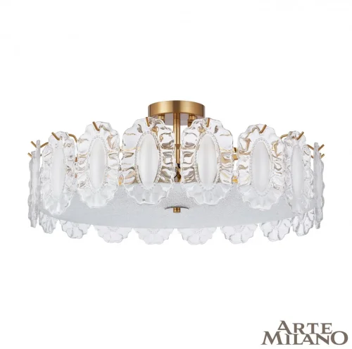 Люстра потолочная AM-Rim 313009/D600 BS Arte Milano белая на 8 ламп, основание латунь в стиле современный 