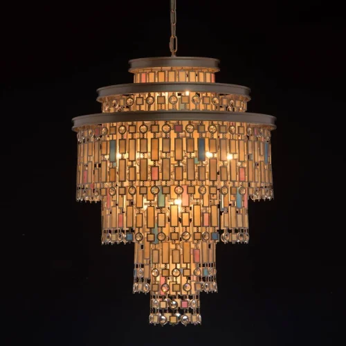 Люстра подвесная Марокко 185010809 MW-Light бежевая разноцветная на 9 ламп, основание золотое бежевое в стиле современный восточный  фото 3