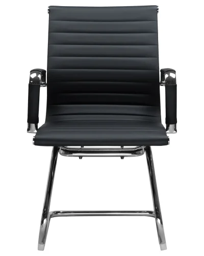 Офисное кресло для посетителей 102N-LMR CODY, цвет сиденья черный, цвет основания хромированная сталь Dobrin, чёрный/экокожа, ножки/металл/хром, размеры - ****535*600 фото 5