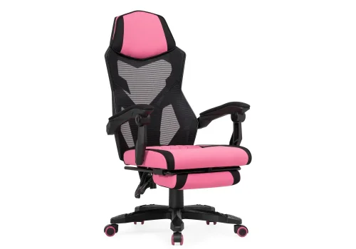Компьютерное кресло Brun pink / black 15731 Woodville, розовый чёрный/сетка ткань, ножки/пластик/чёрный, размеры - *1200***610*550 фото 2