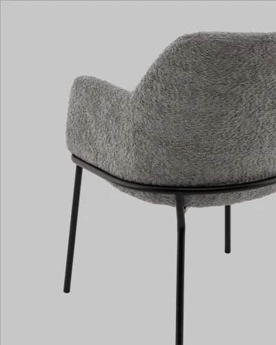 Стул с подлокотниками Кози new ткань букле тёмно-серый УТ000040878 Stool Group, серый/букле, ножки/металл/чёрный, размеры - ***** фото 6