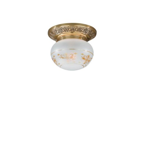 Светильник потолочный PL 7845/1 Reccagni Angelo прозрачный белый 1 лампа, основание золотое в стиле классика 