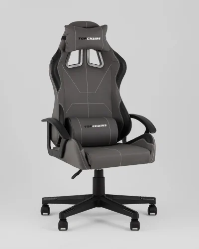 Кресло спортивное TopChairs Wyvern, серо-черный УТ000039485 Stool Group, серый/экокожа, ножки/полимер/чёрный, размеры - 1110*1210****