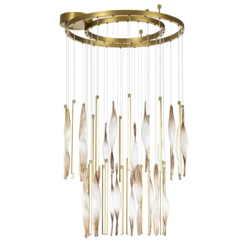 Люстра подвесная Спира (Spira) 5468/150L Odeon Light бежевая коричневая на 1 лампу, основание латунь в стиле классический современный фото 3