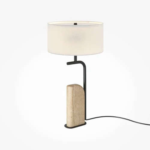 Настольная лампа Glamping MOD437TL-02B Maytoni белая на 2 лампы, основание бежевое чёрное камень металл в стиле современный кантри 