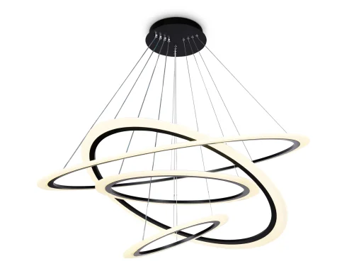 Люстра подвесная LED с пультом FA4365 Ambrella light белая чёрная на 1 лампа, основание чёрное в стиле современный хай-тек с пультом кольца фото 2