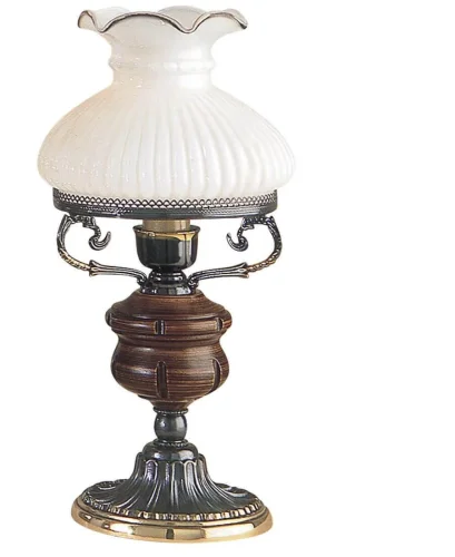 Настольная лампа P 2810 M Reccagni Angelo белая 1 лампа, основание бронзовое коричневое латунь дерево металл в стиле классический  фото 2