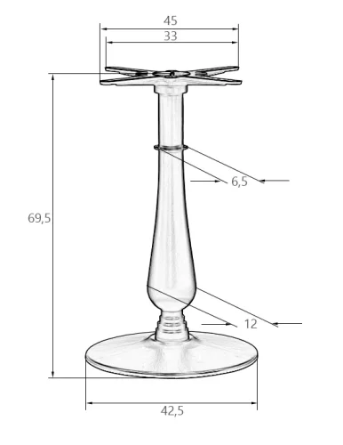 Подстолье обеденное 5013-9-LMS ROLAND Dobrin столешница из фото 2