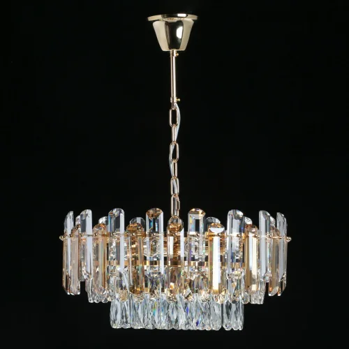 Люстра подвесная Аделард 642016008 MW-Light прозрачная янтарная на 8 ламп, основание золотое в стиле классический современный  фото 3