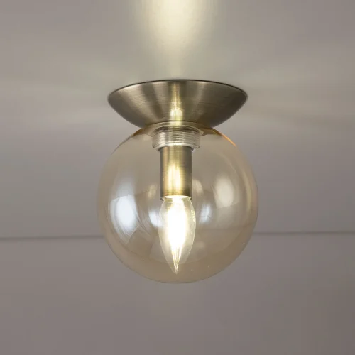Светильник потолочный Томми CL102513 Citilux янтарный 1 лампа, основание бронзовое в стиле модерн шар фото 4