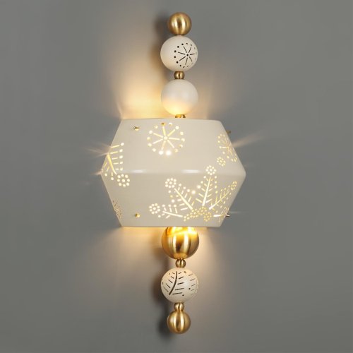 Бра Karelia 5444/1WA Odeon Light бежевый на 2 лампы, основание латунь в стиле современный арт-деко восточный эклектика фото 5