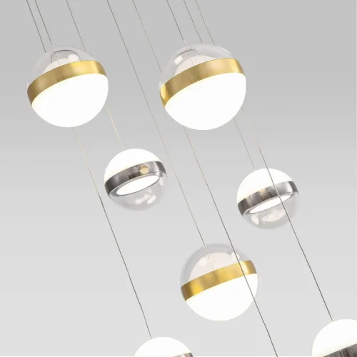 Люстра каскадная LED Roni 5037/84L Odeon Light белая на 1 лампу, основание античное бронза никель в стиле современный шар фото 5