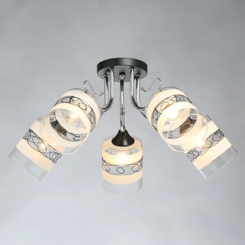 Люстра потолочная Олимпия 106010705 DeMarkt прозрачная на 5 ламп, основание чёрное в стиле современный  фото 2