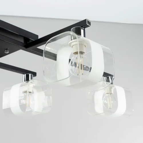 Люстра потолочная Вирта CL139165 Citilux прозрачная на 6 ламп, основание чёрное в стиле современный  фото 5