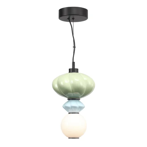 Светильник подвесной LED Florentini SL6134.403.01 ST-Luce зелёный разноцветный на 1 лампу, основание чёрное в стиле современный 