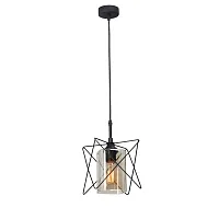 Светильник подвесной V4721-1/1S Vitaluce прозрачный 1 лампа, основание чёрное в стиле арт-деко 
