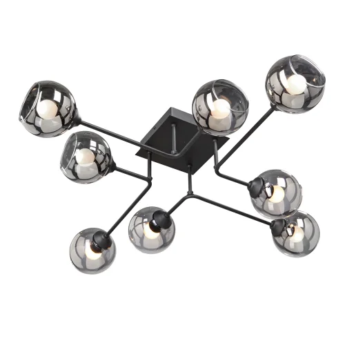 Люстра потолочная V4795-1/8PL Vitaluce чёрная серая на 8 ламп, основание чёрное в стиле хай-тек фото 2 Люстра потолочная V4795-1/8PL Vitaluce чёрная серая на 8 ламп, основание чёрное в стиле хай-тек фото 2