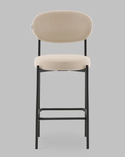 Стул Полубарный Бриф DD велюр бежевый УТ000041512 Stool Group, бежевый/велюр, ножки/сталь/чёрный, размеры - ***** фото 3