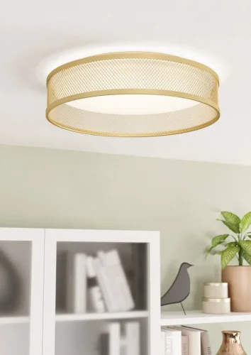 Светильник потолочный LED Luppineria 900796 Eglo белый 1 лампа, основание матовое латунь в стиле современный  фото 2
