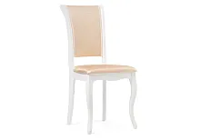 Деревянный стул Фабиано 304 камелия / ромб 01 480716 Woodville, бежевый/ткань, ножки/массив березы дерево/белый, размеры - ****430*540