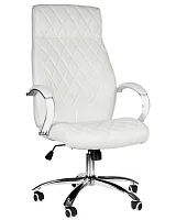 Офисное кресло для руководителей 117B-LMR BENJAMIN, цвет белый Dobrin, белый/экокожа, ножки/металл/хром, размеры - 1200*1270***670*670