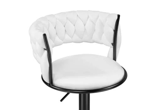 Барный стул Lotus white / black 15682 Woodville, белый/велюр, ножки/металл/чёрный, размеры - *1140***520*500 фото 5