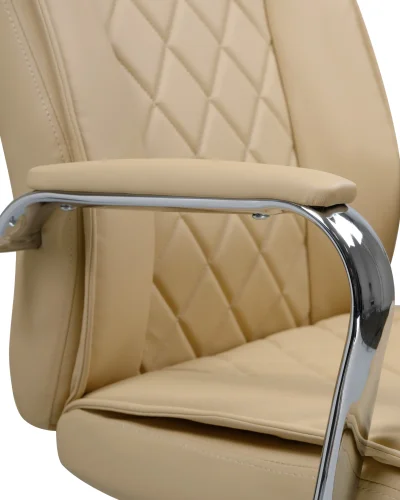 Офисное кресло для руководителей 110B-LMR HARRY, цвет бежевый Dobrin, бежевый/экокожа, ножки/металл/хром, размеры - 1150*1230***670*720 фото 8