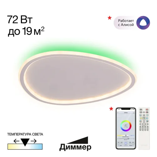 Люстра потолочная LED с пультом Trio CL215B250E Citilux белая на 1 лампу, основание белое в стиле современный с пультом