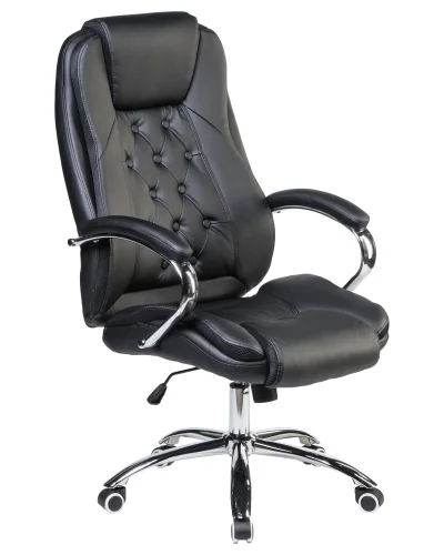 Офисное кресло для руководителей 116B-LMR MILLARD, цвет чёрный Dobrin, чёрный/экокожа, ножки/металл/хром, размеры - 1160*1230***670*750 фото 2