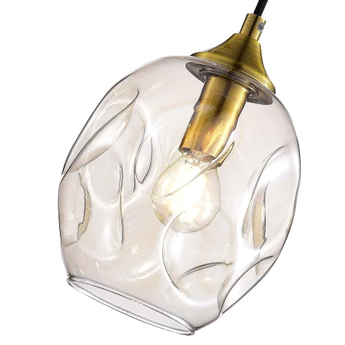 Светильник подвесной Idesia SL1188.303.01 ST-Luce прозрачный янтарный 1 лампа, основание латунь в стиле современный выдувное фото 3