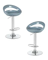 Стул барный набор 2 шт. SET-2 1010-LM DISCO, цвет сиденья серый, цвет основания хром Dobrin, /полимер, ножки/металл/хром, размеры - 790*1000***470*440