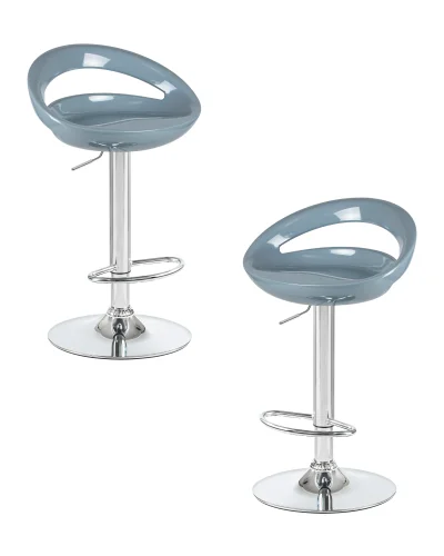 Стул барный набор 2 шт. SET-2 1010-LM DISCO, цвет сиденья серый, цвет основания хром Dobrin, /полимер, ножки/металл/хром, размеры - 790*1000***470*440