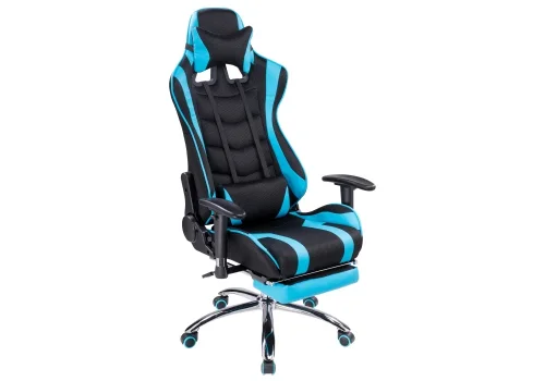 Кресло игровое Kano 1 light blue / black 11909 Woodville, голубой/искусственная кожа ткань, ножки/металл/хром, размеры - *1370***660*700 фото 2