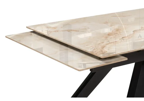 Керамический стол Морсби 140(200)х80х80 butterfly onyx beige / черный 588049 Woodville столешница бежевая из керамика фото 4