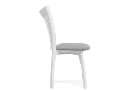 Деревянный стул Лидиос серый велюр / белый 515979 Woodville, серый/велюр, ножки/массив бука дерево/белый, размеры - ****460*620 фото 3