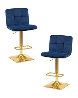 Стул барный набор 2 шт. SET-2 5016-LM GOLDIE, цвет сиденья синий (MJ9-117), цвет основания золото Dobrin, /велюр, ножки/металл/золотой, размеры - 940*1150***420*520