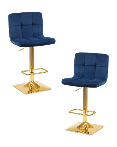 Стул барный набор 2 шт. SET-2 5016-LM GOLDIE, цвет сиденья синий (MJ9-117), цвет основания золото Dobrin, /велюр, ножки/металл/золотой, размеры - 940*1150***420*520