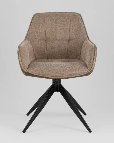 Стул обеденный Alba коричневый c коричневой экокожей УТ000039272 Stool Group, коричневый/рогожка, ножки/металл/чёрный, размеры - *850***580*600 фото 2