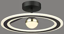 Светильник потолочный LED с пультом 431-307-02 Velante чёрный белый 1 лампа, основание чёрное в стиле хай-тек современный с пультом кольца
