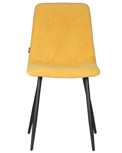 Стул обеденный  006 DOBRIN CHILLY ROMBO, цвет сиденья горчичный Simple 15, цвет основания черный Dobrin, жёлтый песочный/велюр, ножки/металл/чёрный, размеры - ****460*550 фото 6