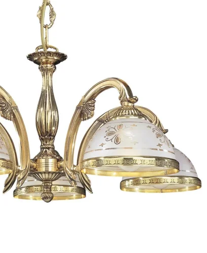 Люстра подвесная  L 6102/5 Reccagni Angelo белая прозрачная на 5 ламп, основание золотое в стиле классический  фото 3