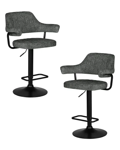 Стул барный набор 2 шт. SET-2 5019_BlackBase-LM CHARLY BLACK, цвет сиденья серый твид (LEO11), цвет основания черный Dobrin, /твид, ножки/металл/чёрный, размеры - 990*1200***610*540 Стул барный набор 2 шт. SET-2 5019_BlackBase-LM CHARLY BLACK, цвет сиденья серый твид (LEO11), цвет основания черный Dobrin, /твид, ножки/металл/чёрный, размеры - 990*1200***610*540