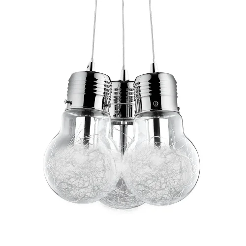 Светильник подвесной LUCE MAX SP3 Ideal Lux прозрачный 3 лампы, основание хром в стиле модерн 