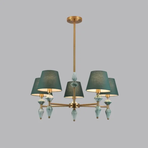 Люстра на штанге Vermont 8275/5 Lumion зелёная на 5 ламп, основание латунь в стиле классический фото 5